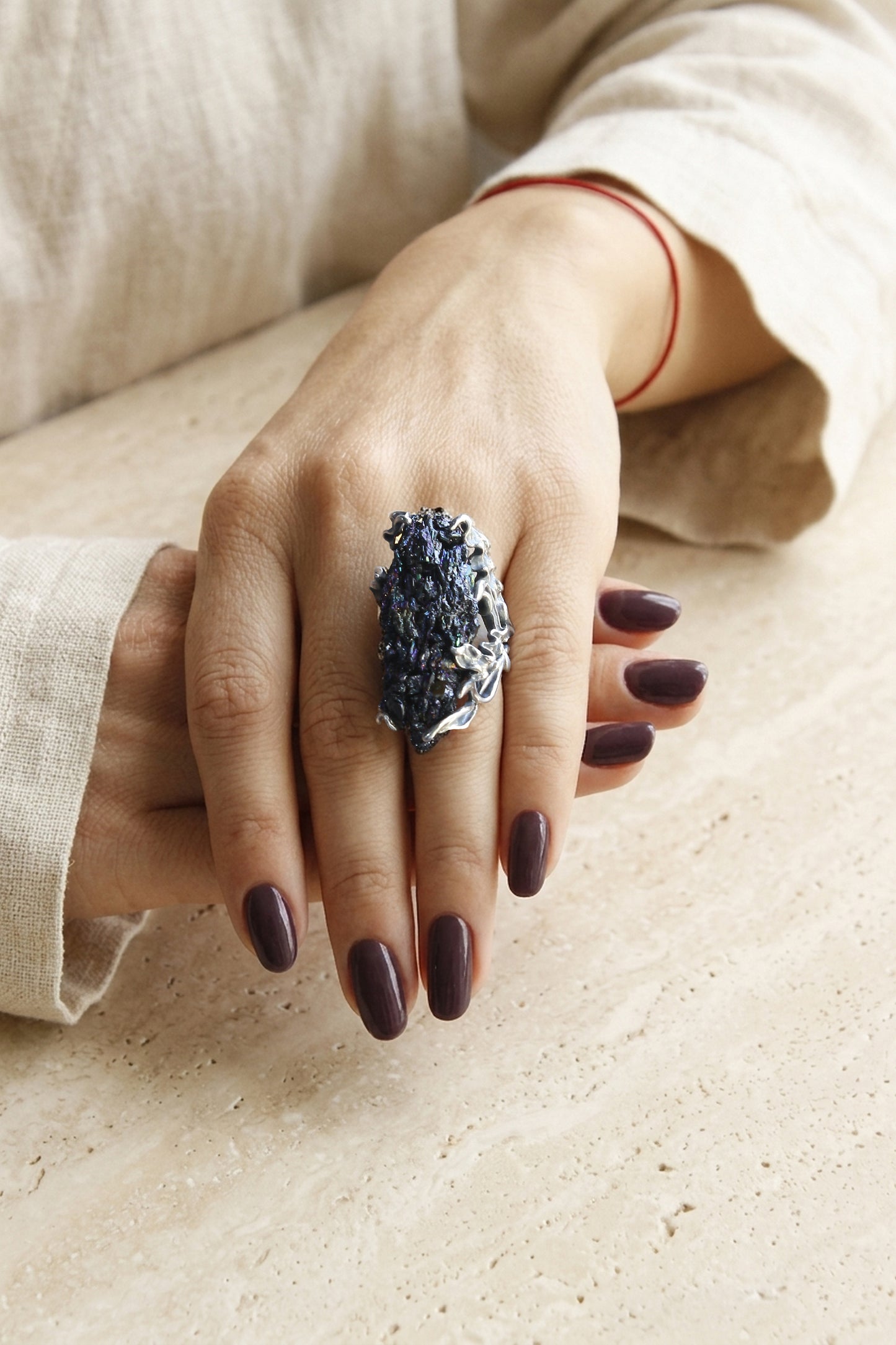 Raw Carborundum Sterling Silver Ring