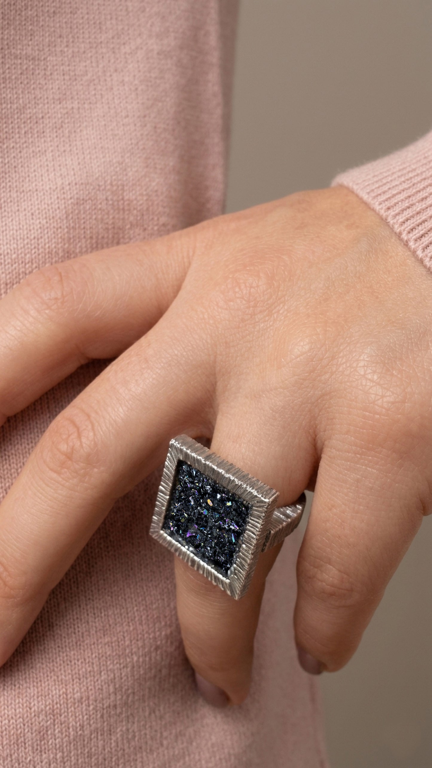 Square Statement Ring 925 Sterling Silver