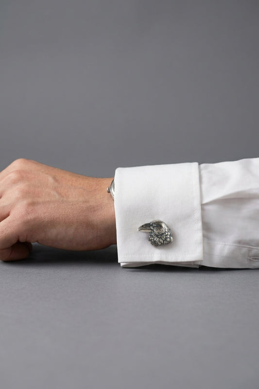 Oxidized Sterling Silver Raven Cufflinks