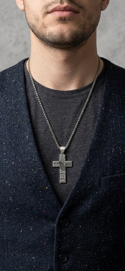 Handmade Sterling Silver Cross Pendant Necklace "Prayer"