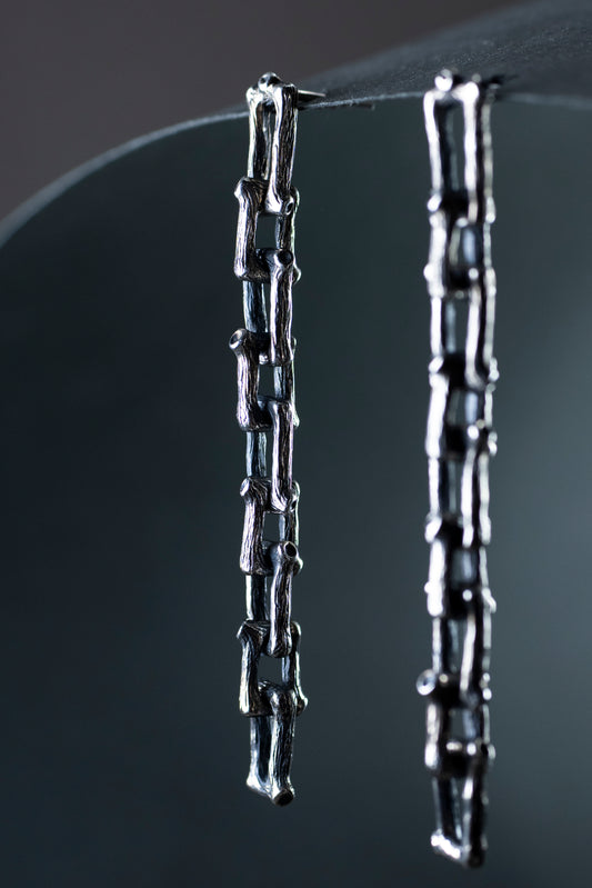Sterling silver branch chain earrings