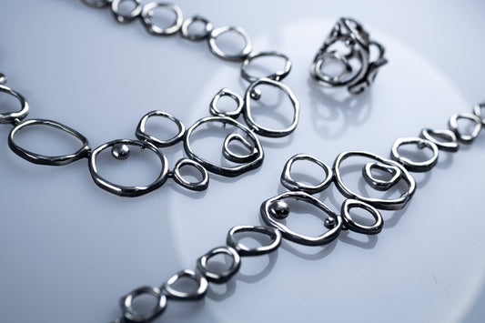 Air Element Necklace, Handmade Geometric Silver Necklace