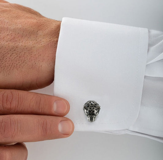 Sterling Silver Leopard Cufflinks