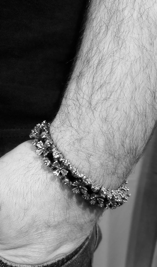 Heavy Sterling Silver Cross Bracelet