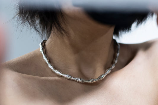 Sterling Silver Geometric Textured Chain