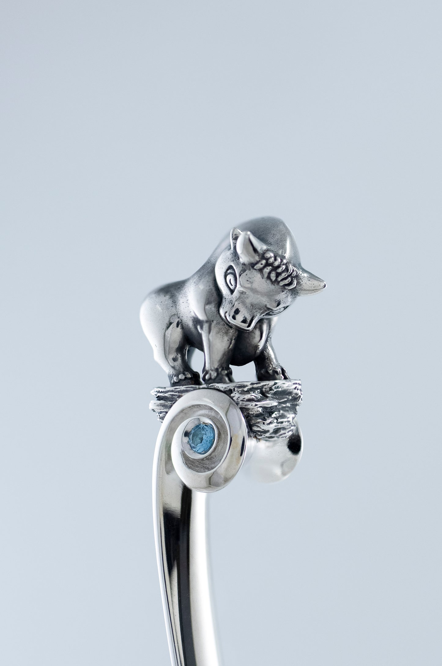Handmade Sterling Silver Baby Spoon with Bull