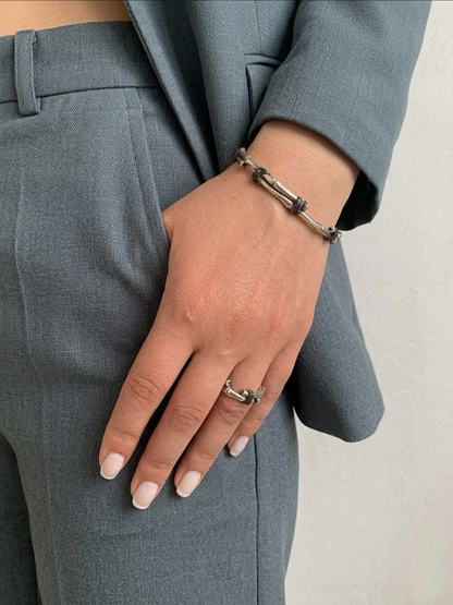 Handmade Sterling Silver Bamboo Cuff – Botanical Open Bangle