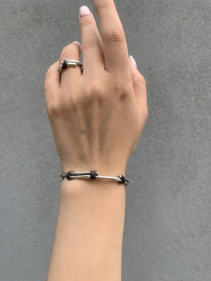 Handmade Sterling Silver Bamboo Cuff – Botanical Open Bangle