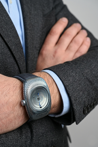 925 Sterling Silver Guilloché Wristwatch – Luxury Handcrafted Timepiece