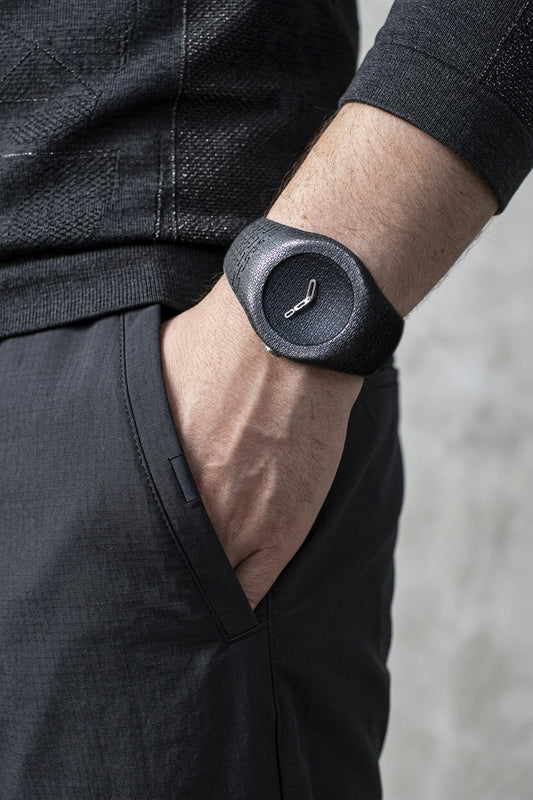 Sterling Silver Cuff Watch, Textured Wide Band, Minimalist Statement Jewelry (Quartz or Automatic)