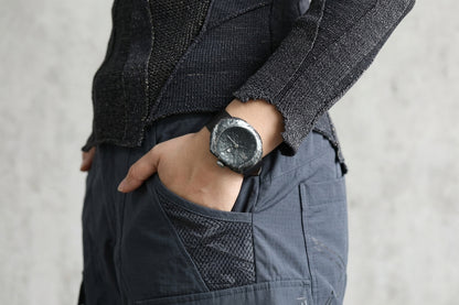 Unisex Stone-Inspired Watch in Blackened 925 Sterling Silver