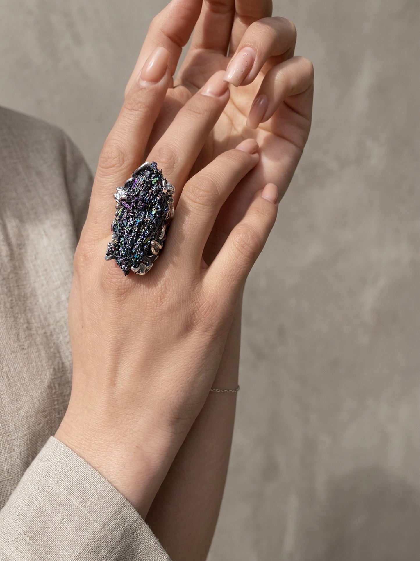 Raw Carborundum Sterling Silver Ring