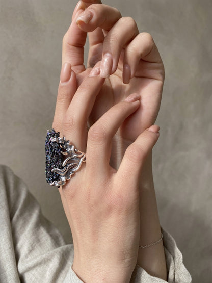 Raw Carborundum Sterling Silver Ring