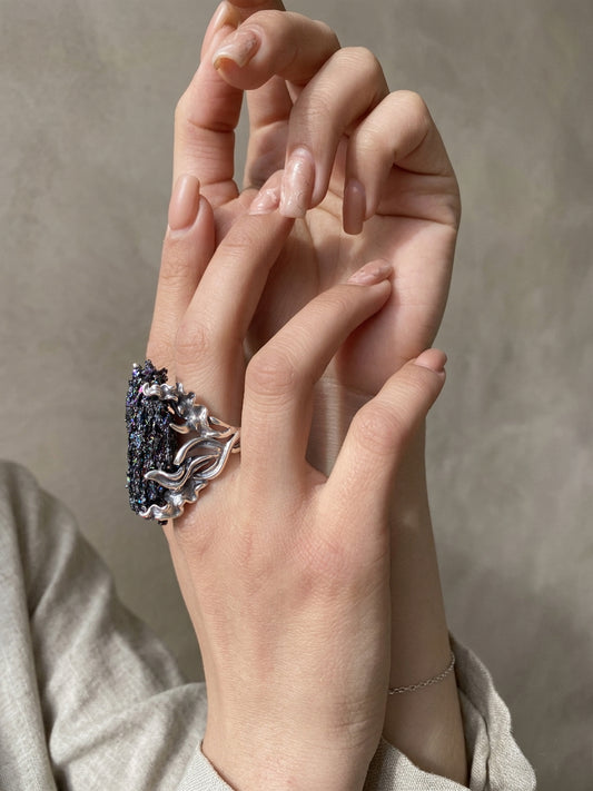 Raw Carborundum Sterling Silver Ring