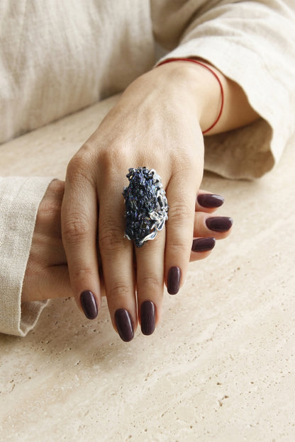 Raw Carborundum Sterling Silver Ring