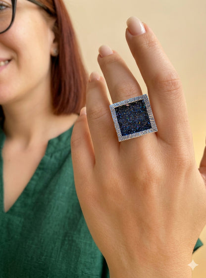Square Statement Ring 925 Sterling Silver