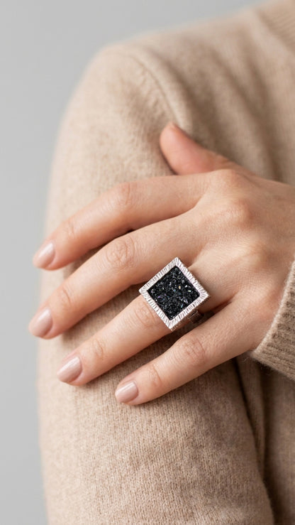 Square Statement Ring 925 Sterling Silver