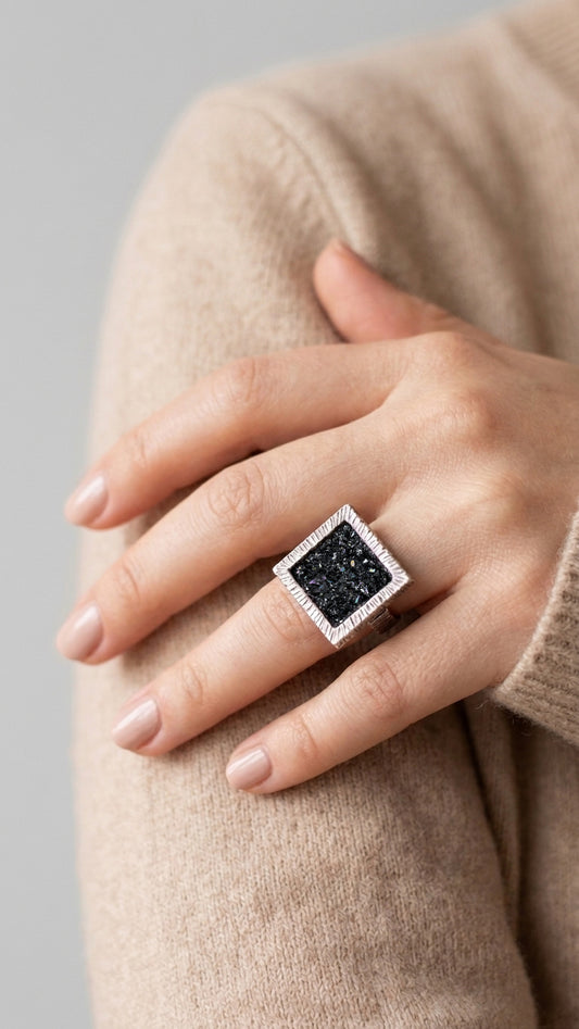 Square Statement Ring 925 Sterling Silver