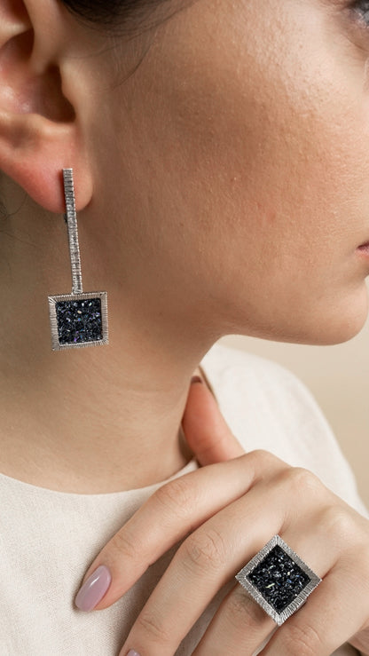 Square Statement Ring 925 Sterling Silver