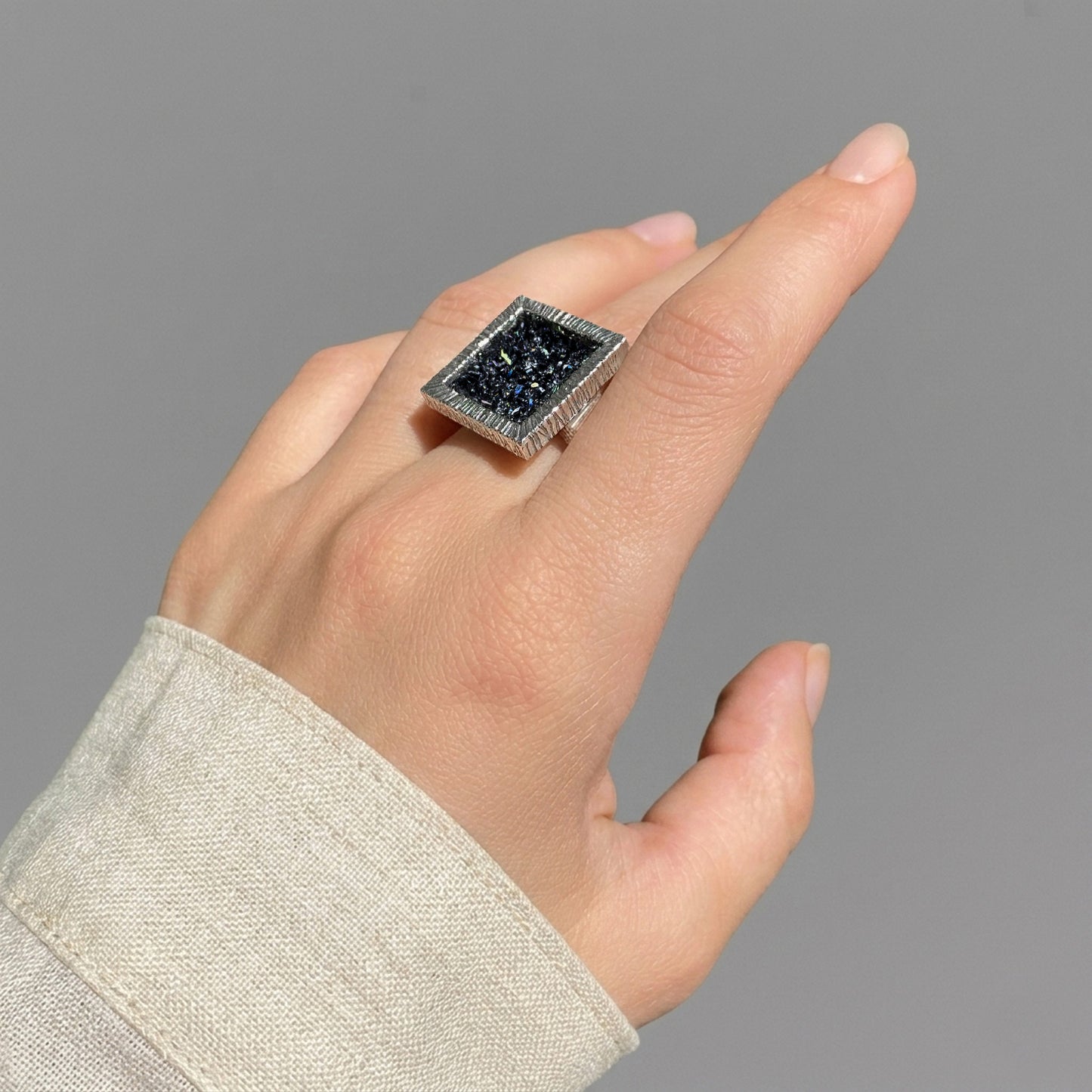 Square Statement Ring 925 Sterling Silver