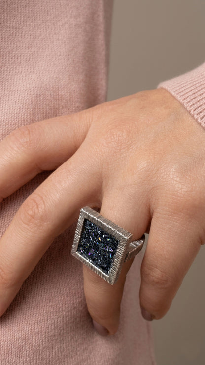 Square Statement Ring 925 Sterling Silver