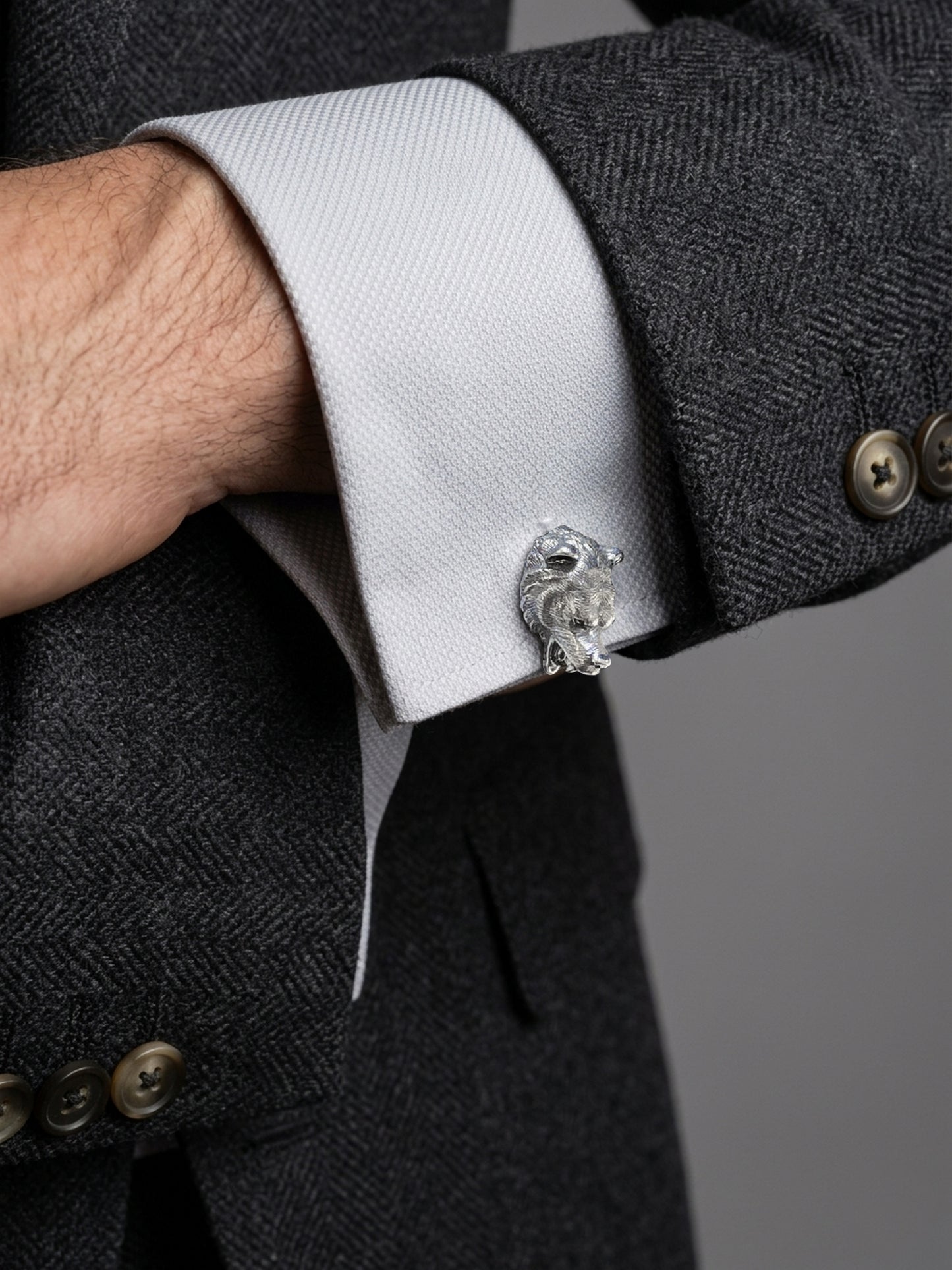 Handmade Sterling Silver Bear Cufflinks