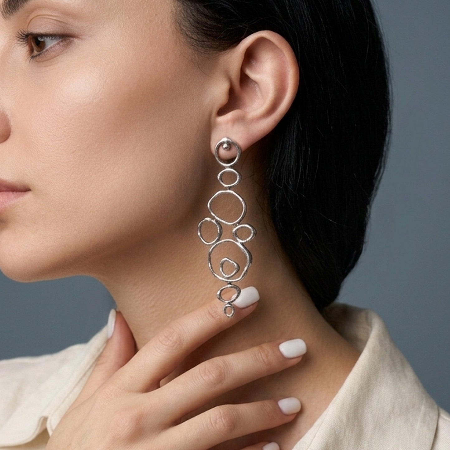 Air Element Earrings, Handmade Geometric Silver Earrings