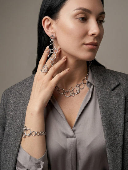 Air Element Bracelet, Handmade Geometric Silver Bracelet