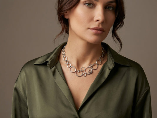 Air Element Necklace, Handmade Geometric Silver  Necklace