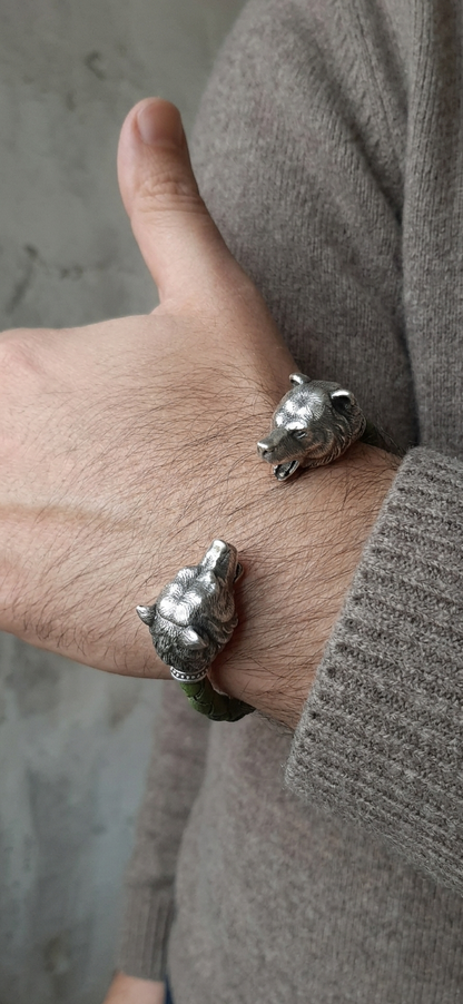 Sterling Silver Bear Head Bracelet