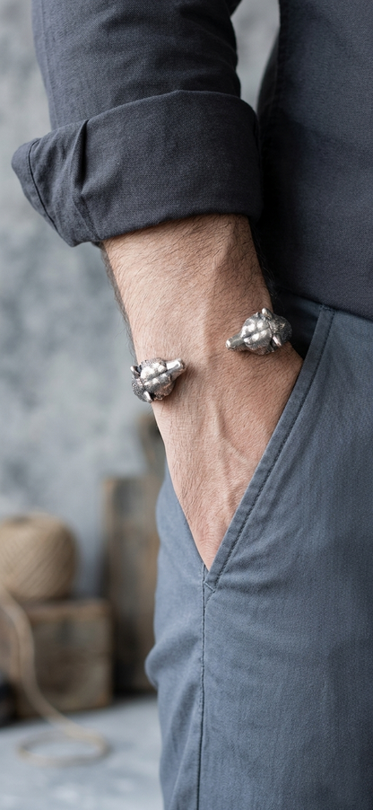 Sterling Silver Bear Head Bracelet