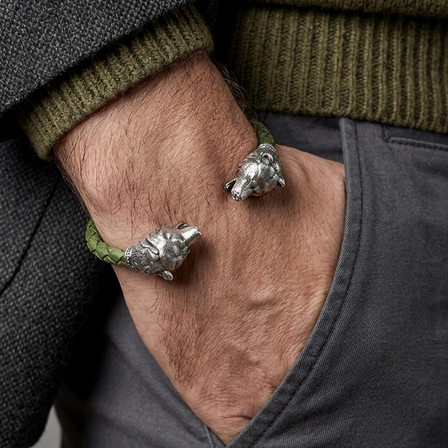Sterling Silver Bear Head Bracelet