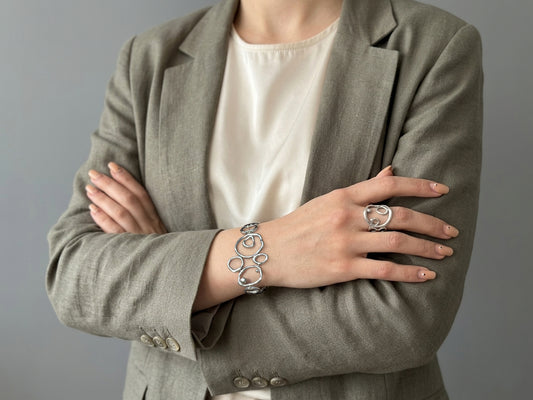 Air Element Bracelet, Handmade Geometric Silver Bracelet
