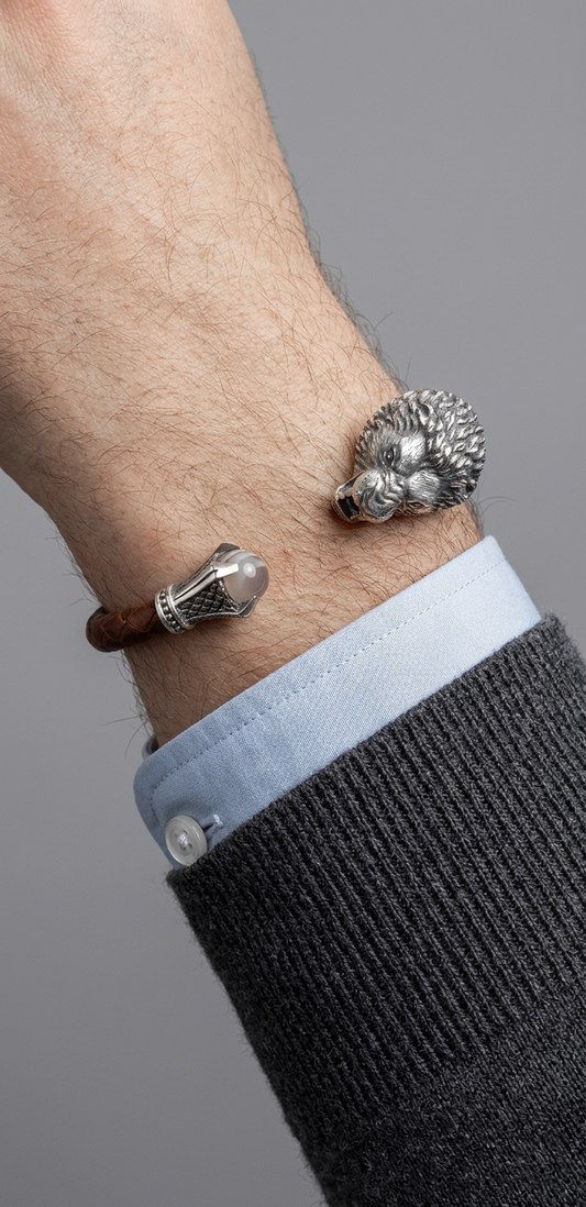 Lion Head Sterling Silver Bracelet