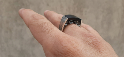Aries Zodiac Ring – Sterling Silver with Black Onyx
