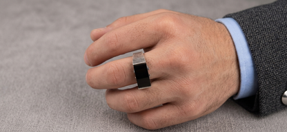 Aries Zodiac Ring – Sterling Silver with Black Onyx