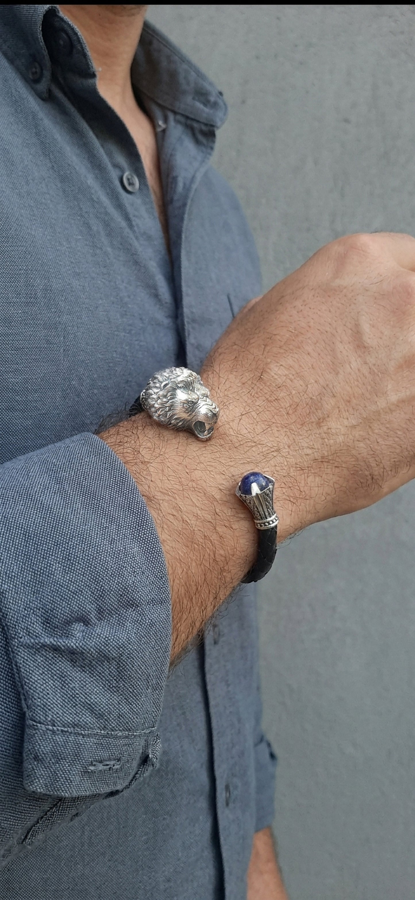Lion Head Sterling Silver Bracelet