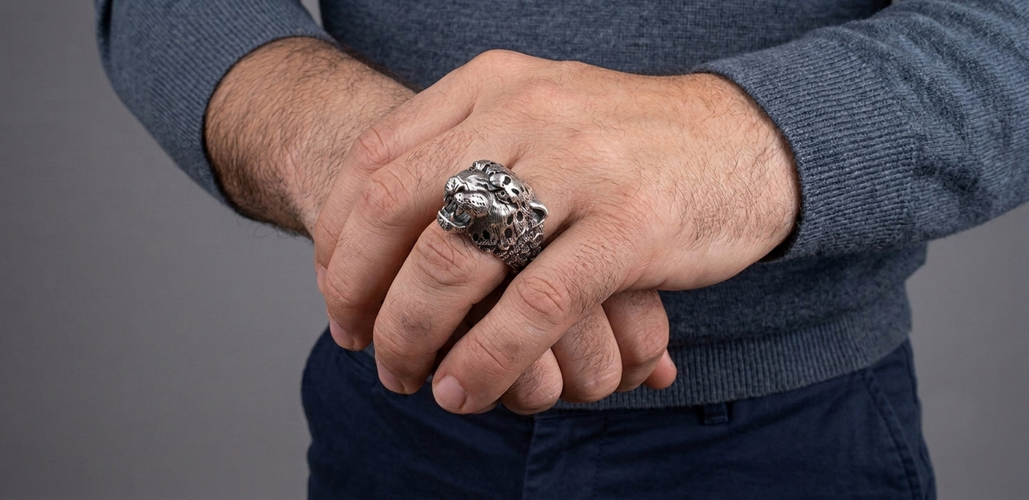 Sterling Silver  Ring "Snow Leopard "