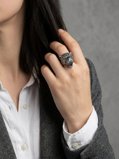 Sterling Silver  Ring "Snow Leopard "