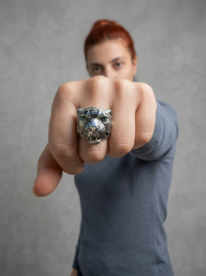 Sterling Silver  Ring "Snow Leopard "