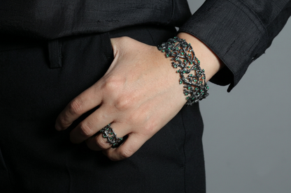 Green Gemstone Branch Cuff Bracelet