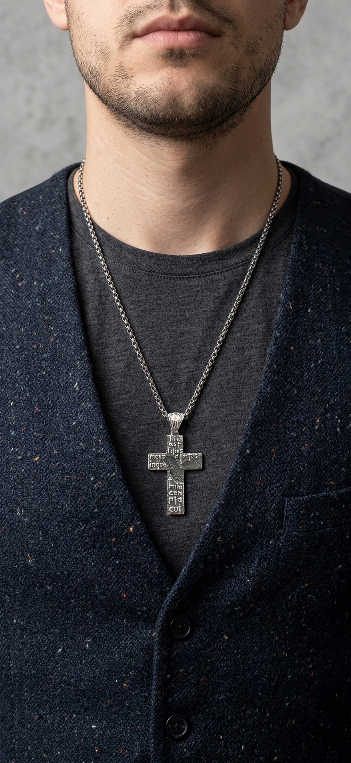 Handmade Sterling Silver Cross Pendant Necklace "Prayer"