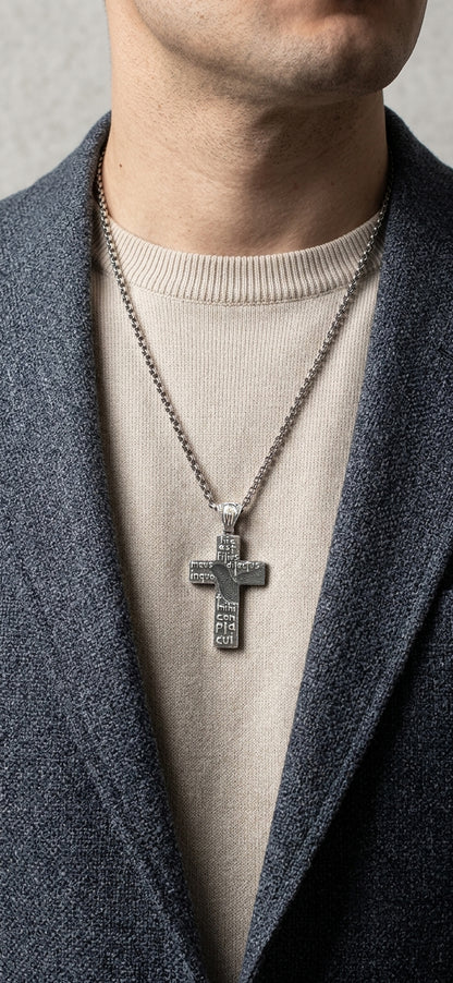 Handmade Sterling Silver Cross Pendant Necklace "Prayer"