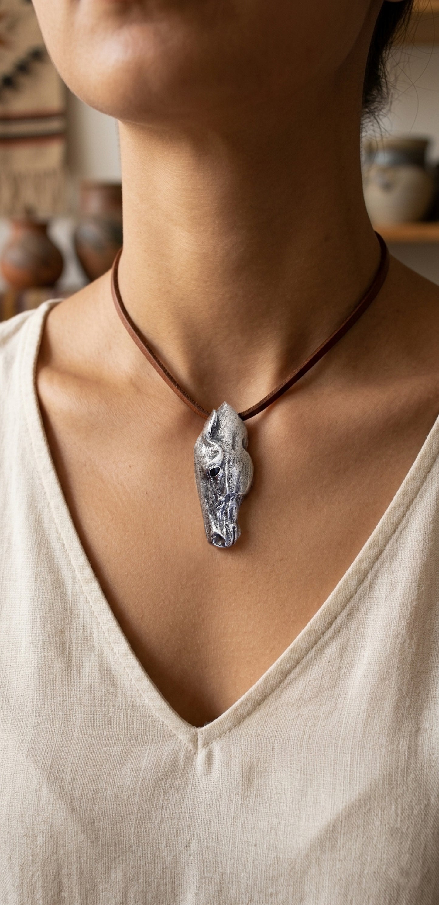 Sterling Silver Horse Head Pendant