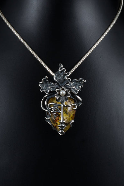 Sterling Silver Orchid Face Pendant Necklace