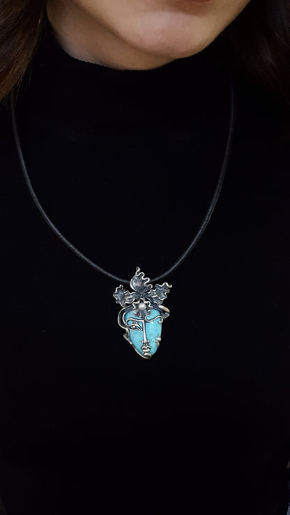 Sterling Silver Orchid Face Pendant Necklace