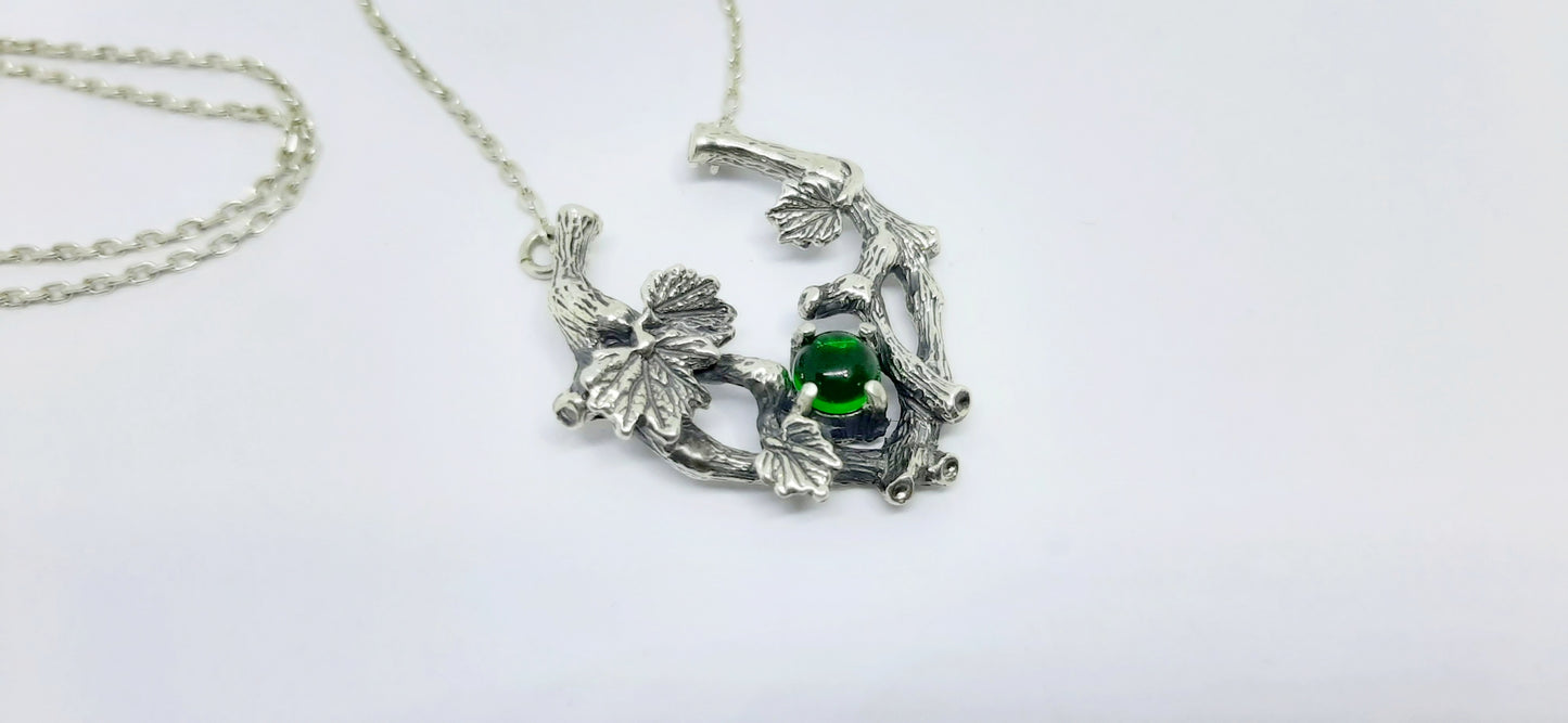 Sterling Silver Grape Branch Necklace