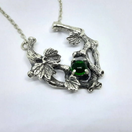 Sterling Silver Grape Branch Necklace