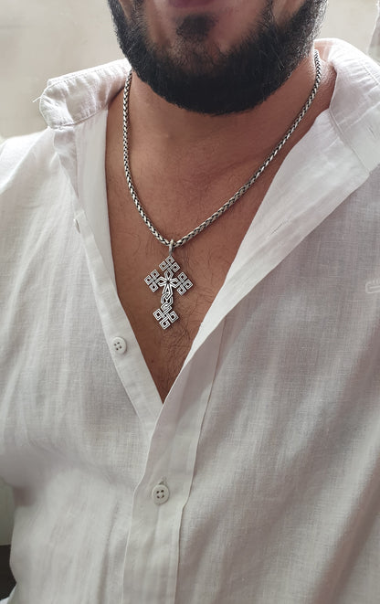 Sterling Silver Cross Pendant - Armenian Christian Jewelry