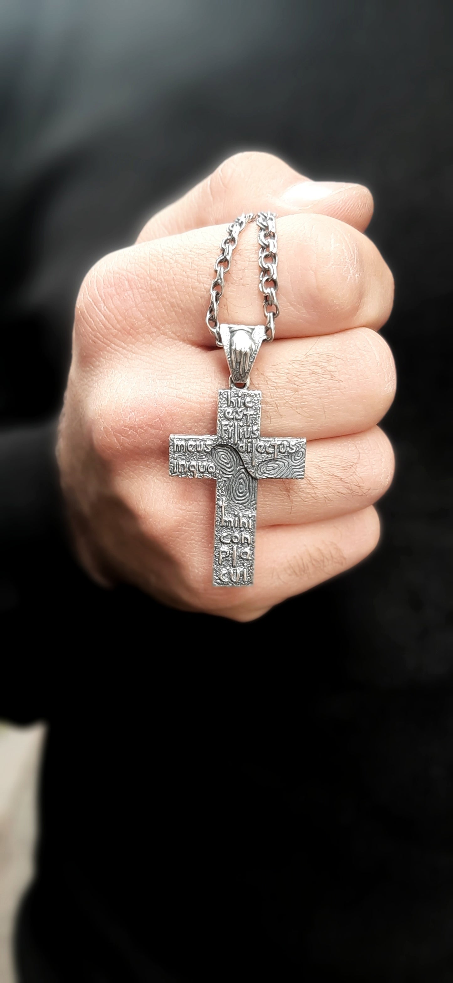 Handmade Sterling Silver Cross Pendant Necklace "Prayer"